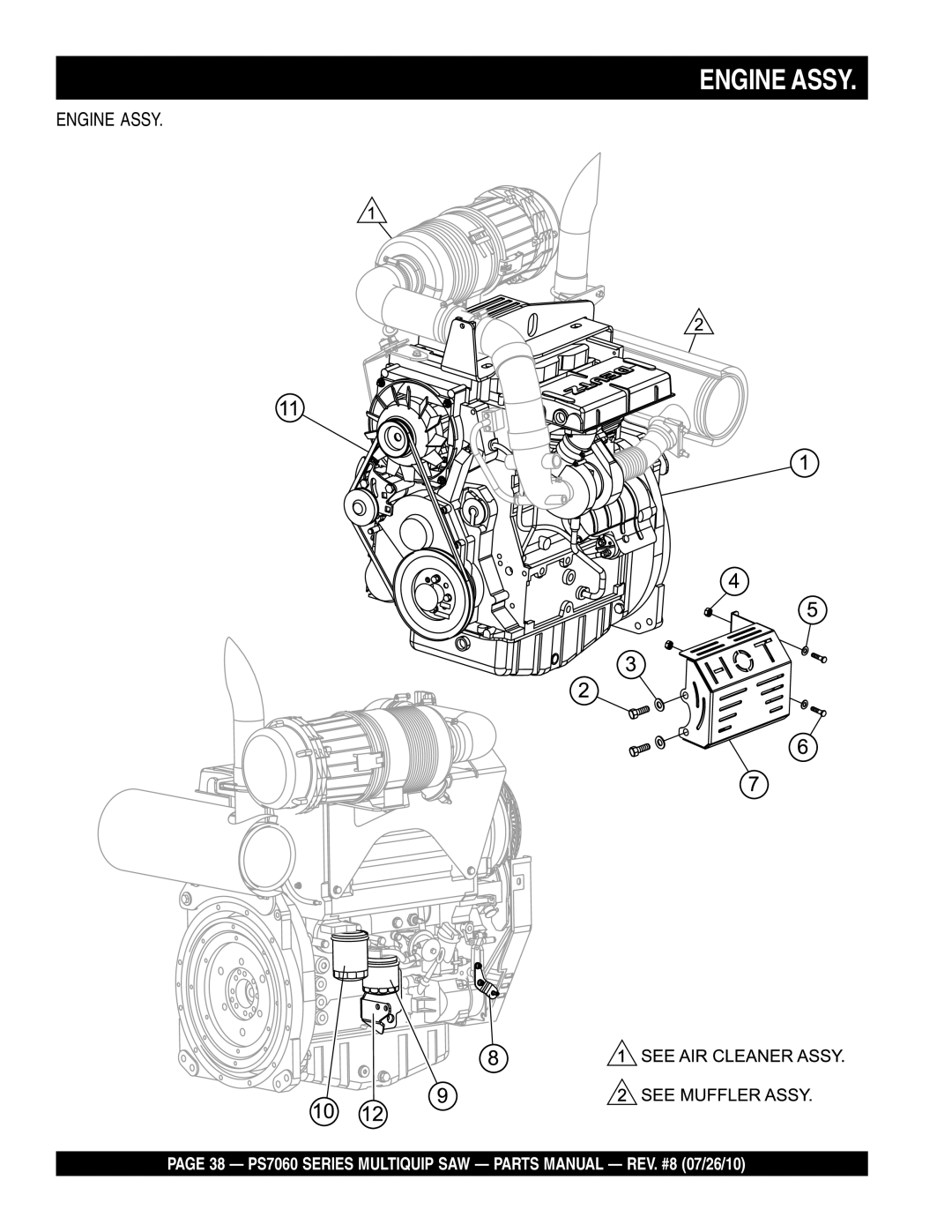 Multiquip PS706030, PS706026, PS706020, PS706036, PS706016 manual Engine Assy 