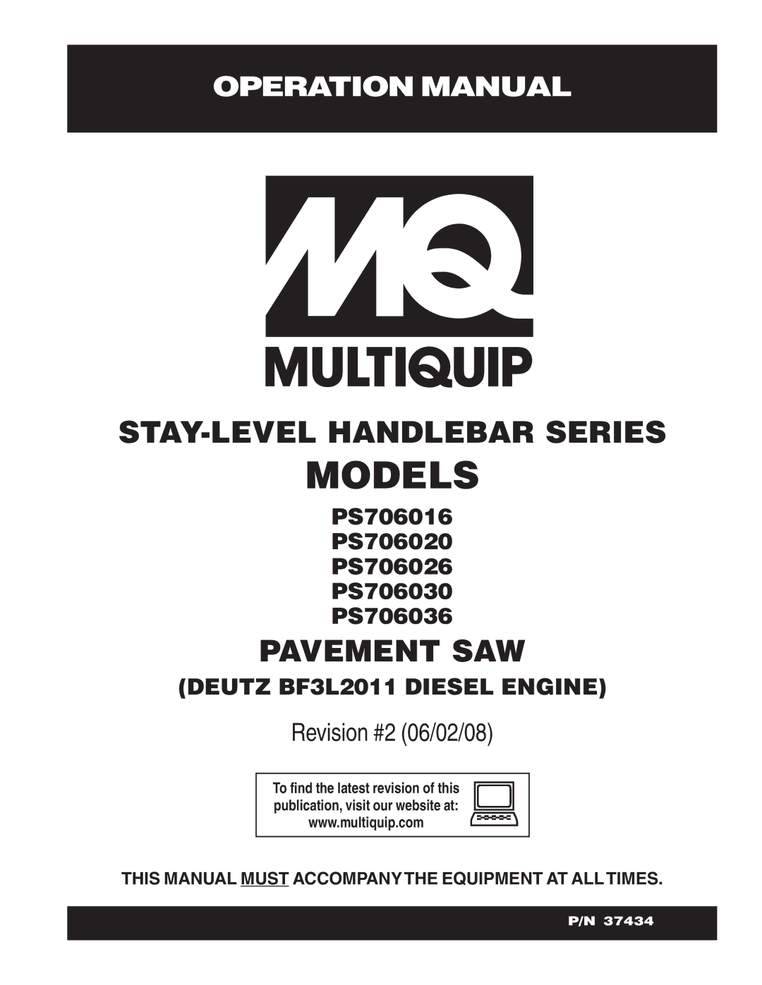 Multiquip PS706020, PS706026 PS706030, PS706036, PS706016 operation manual Models 