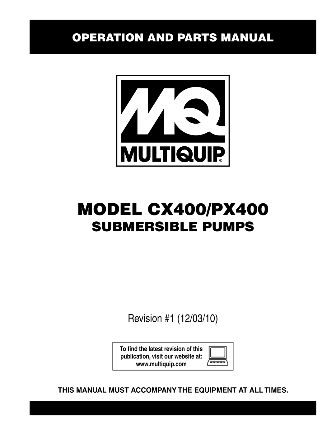 Multiquip manual Model cx400/px400 