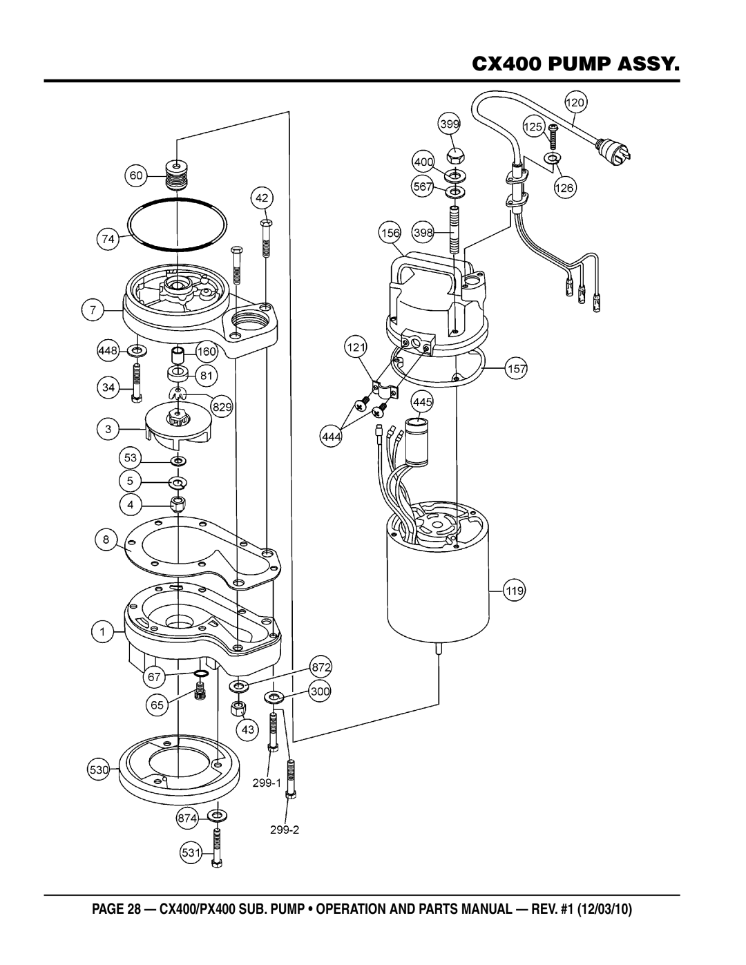 Multiquip px400, cx400 manual CX400 pump assy 