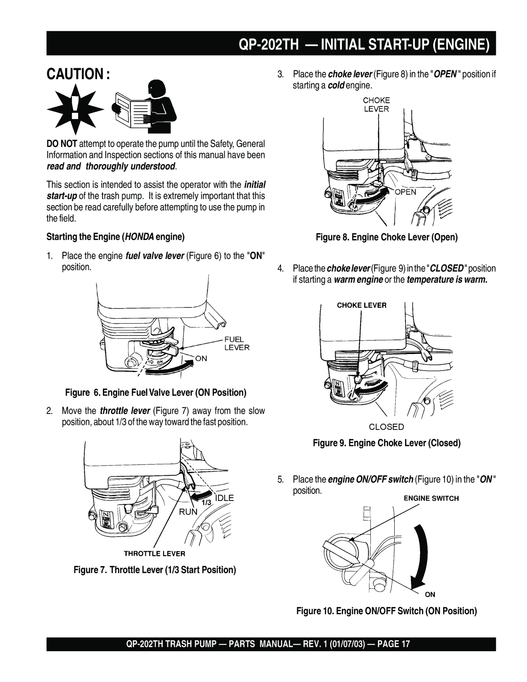 Multiquip manual QP-202TH Initial START-UP Engine 