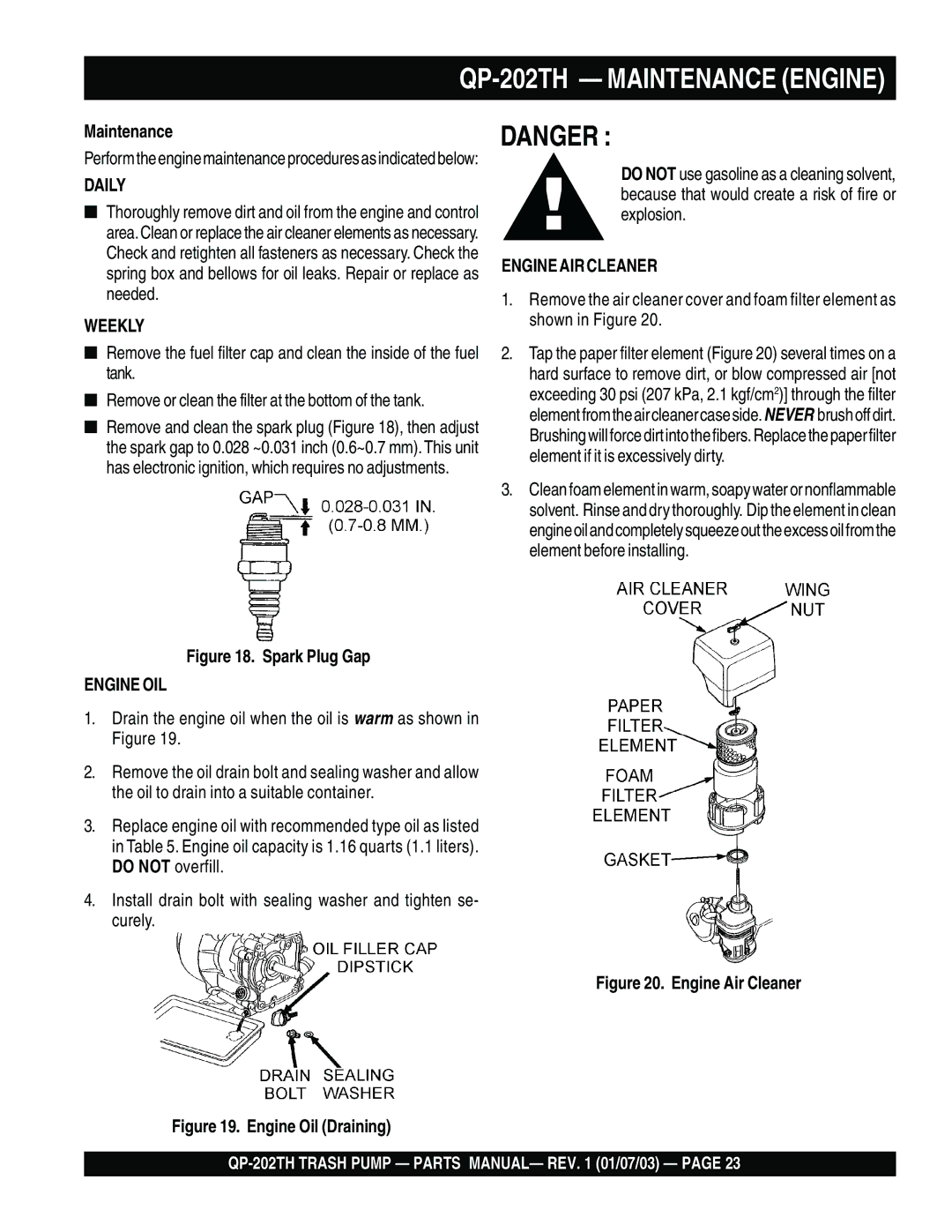 Multiquip manual QP-202TH Maintenance Engine 