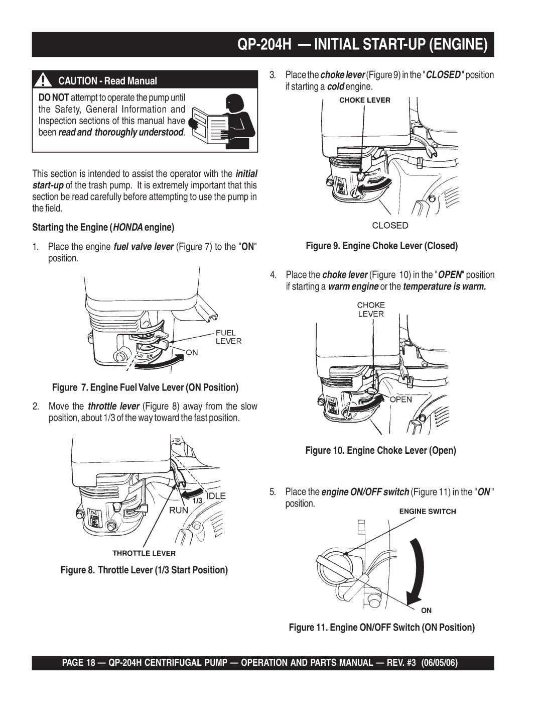 Multiquip manual QP-204H Initial START-UP Engine 