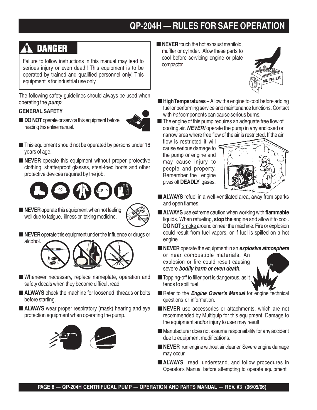 Multiquip manual QP-204H Rules for Safe Operation 