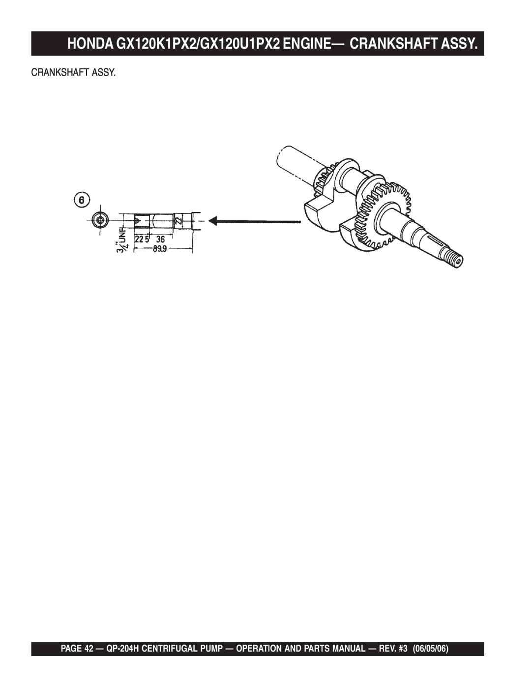 Multiquip QP-204H manual Crankshaft Assy 