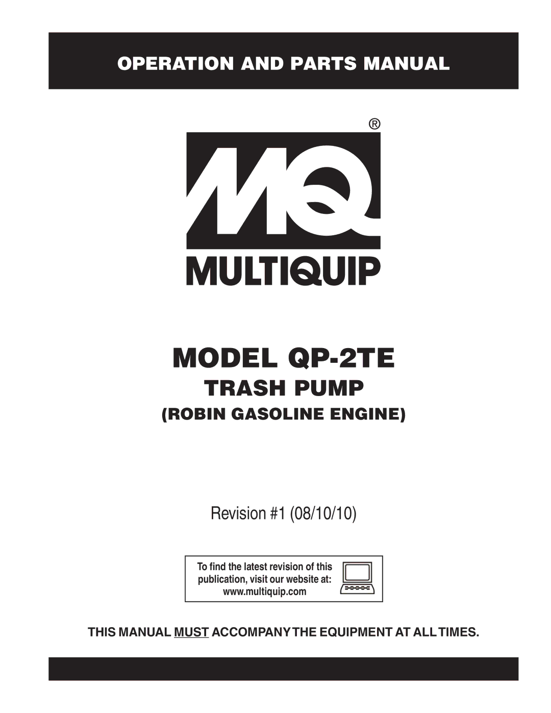 Multiquip Qp-2TE manual Model QP-2TE 