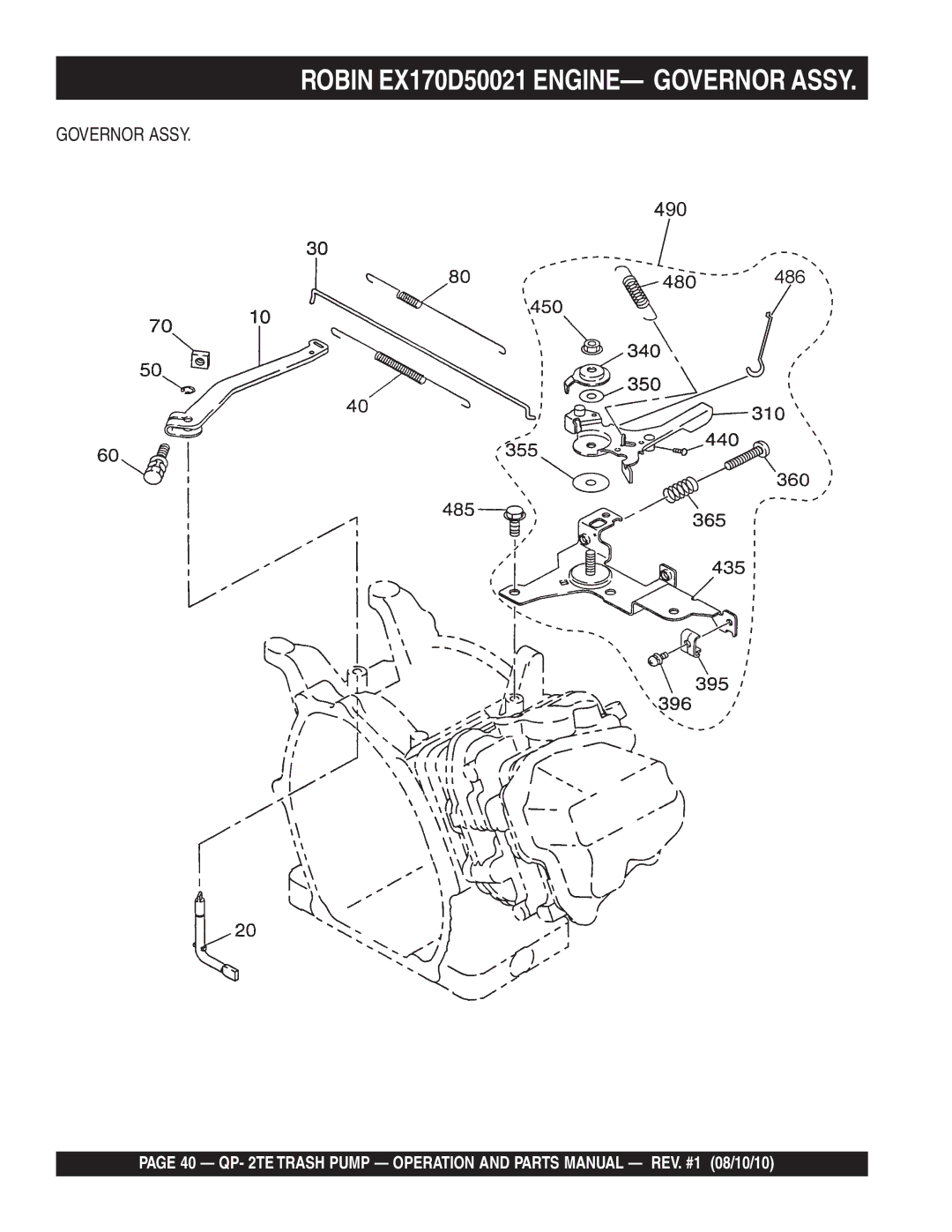 Multiquip Qp-2TE manual Robin EX170D50021 ENGINE- Governor Assy 