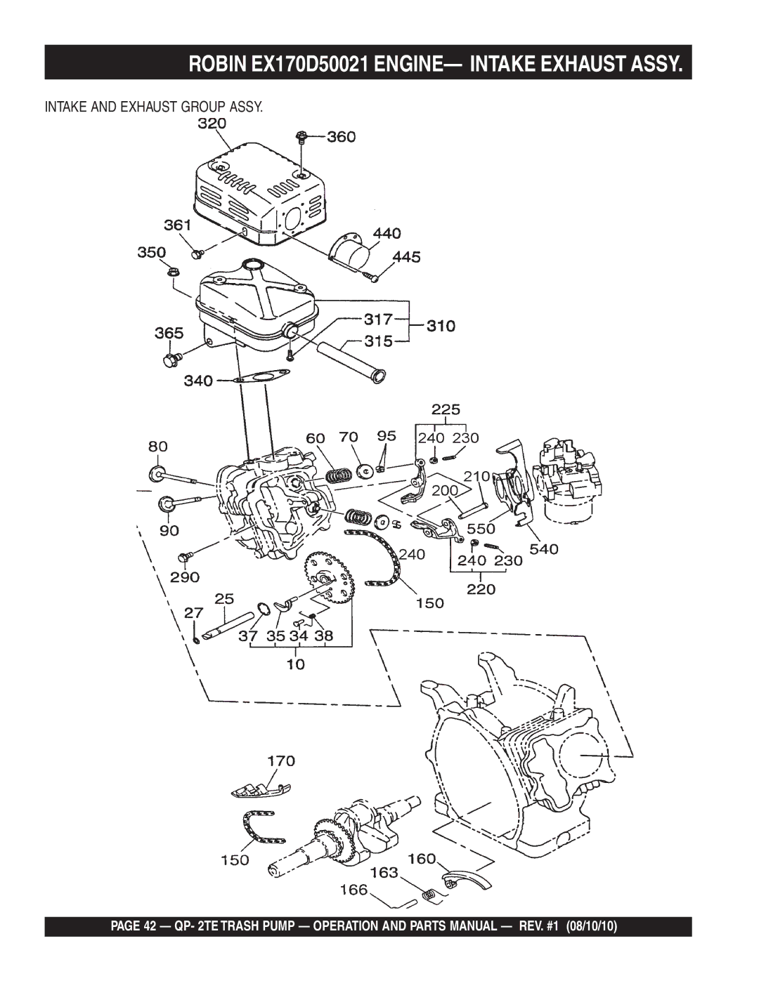 Multiquip Qp-2TE manual Robin EX170D50021 ENGINE- Intake Exhaust Assy 