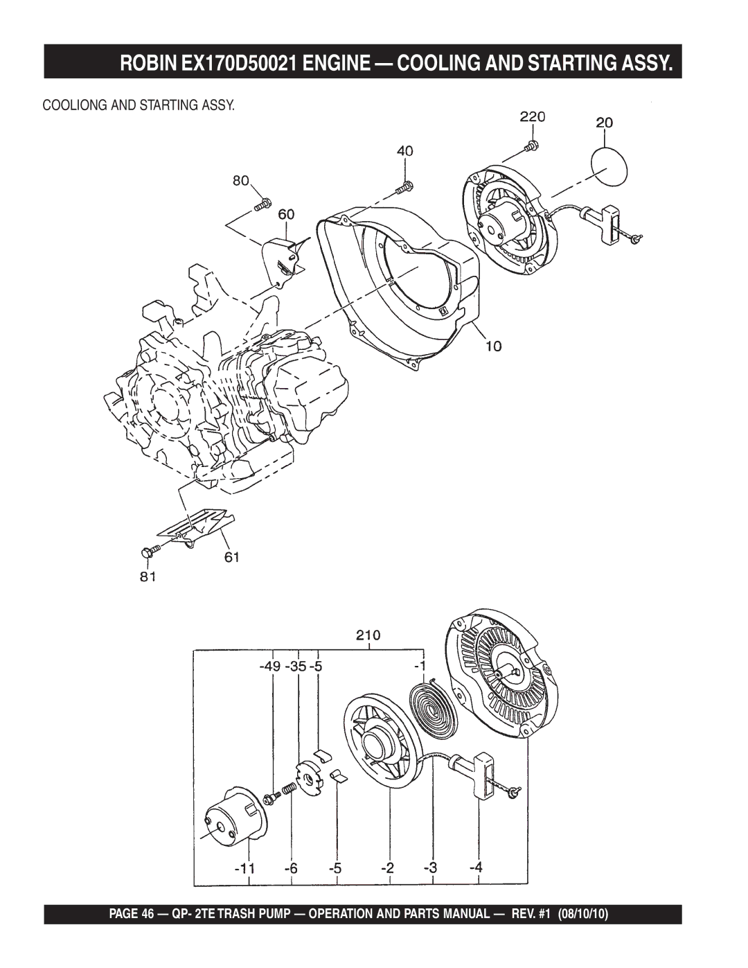 Multiquip Qp-2TE manual Robin EX170D50021 Engine Cooling and Starting Assy 