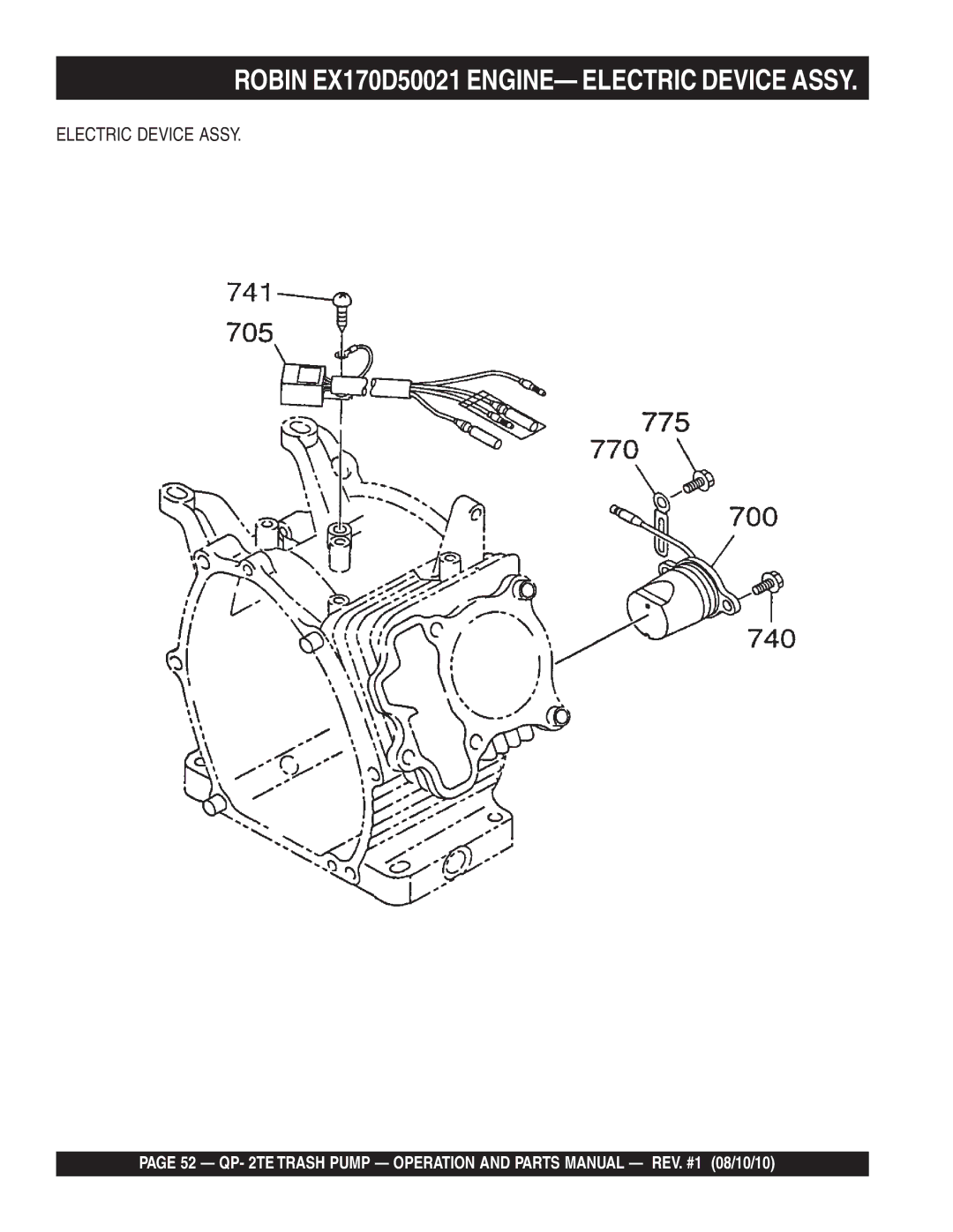 Multiquip Qp-2TE manual Robin EX170D50021 ENGINE- Electric Device Assy 