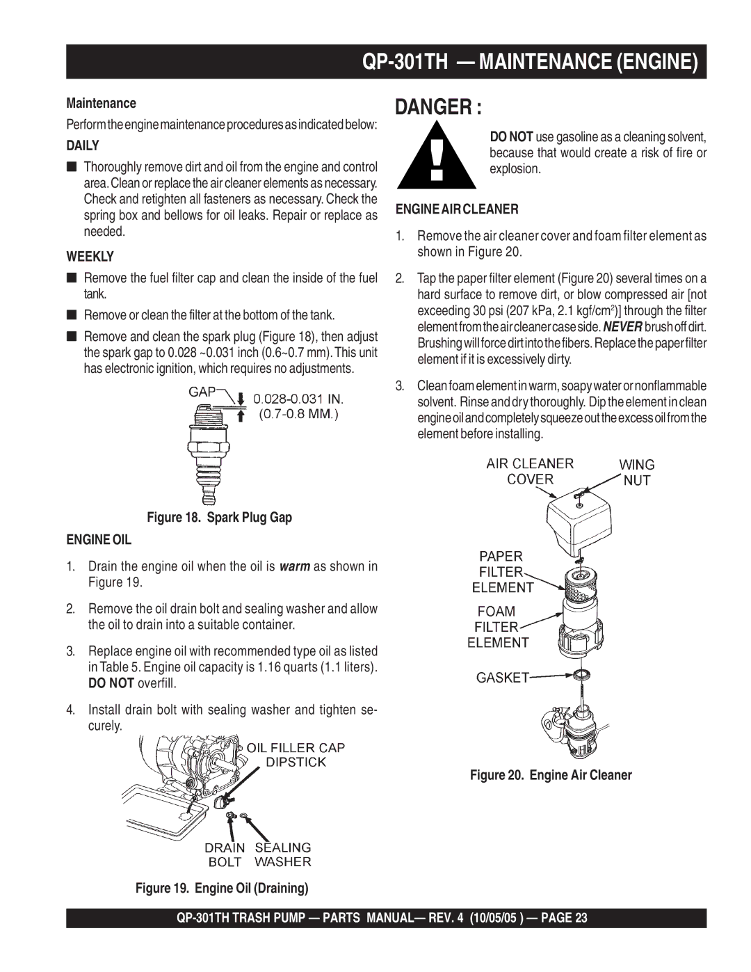 Multiquip manual QP-301TH Maintenance Engine 