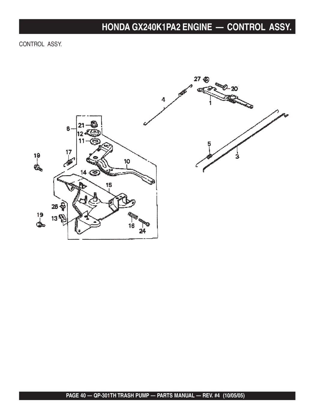 Multiquip QP-301TH manual Honda GX240K1PA2 Engine Control Assy 