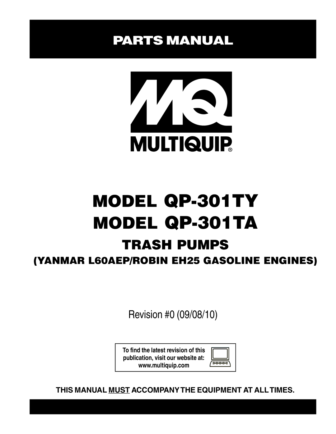 Multiquip qp-301ta, Qp-301ty manual Model QP-301TY Model QP-301TA 