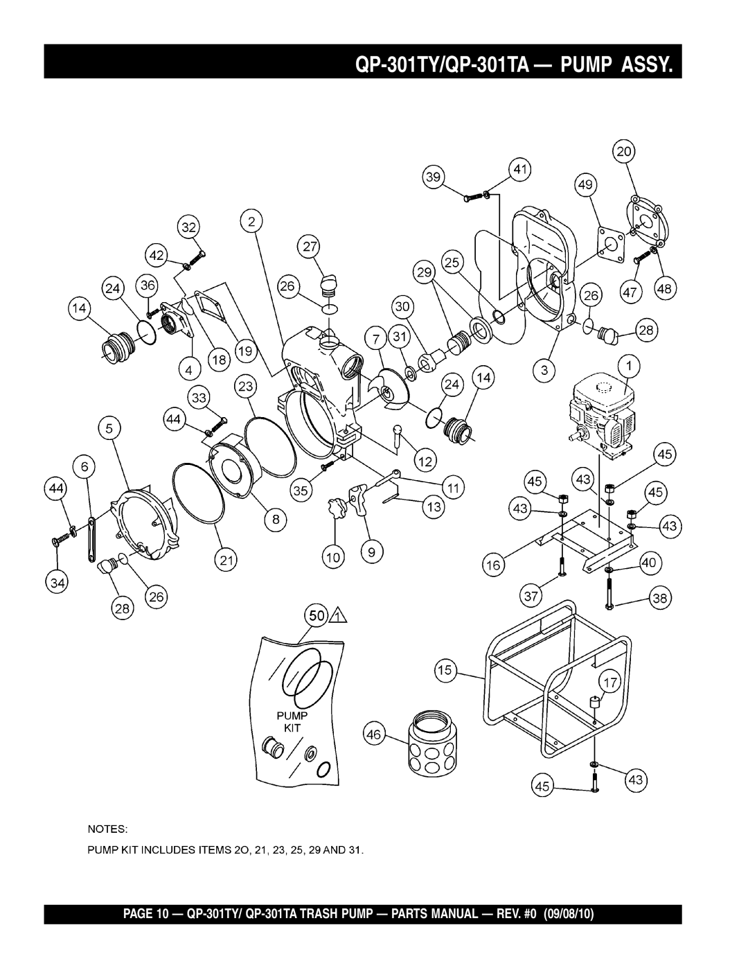 Multiquip Qp-301ty, qp-301ta manual QP-301TY/QP-301TA Pump Assy 