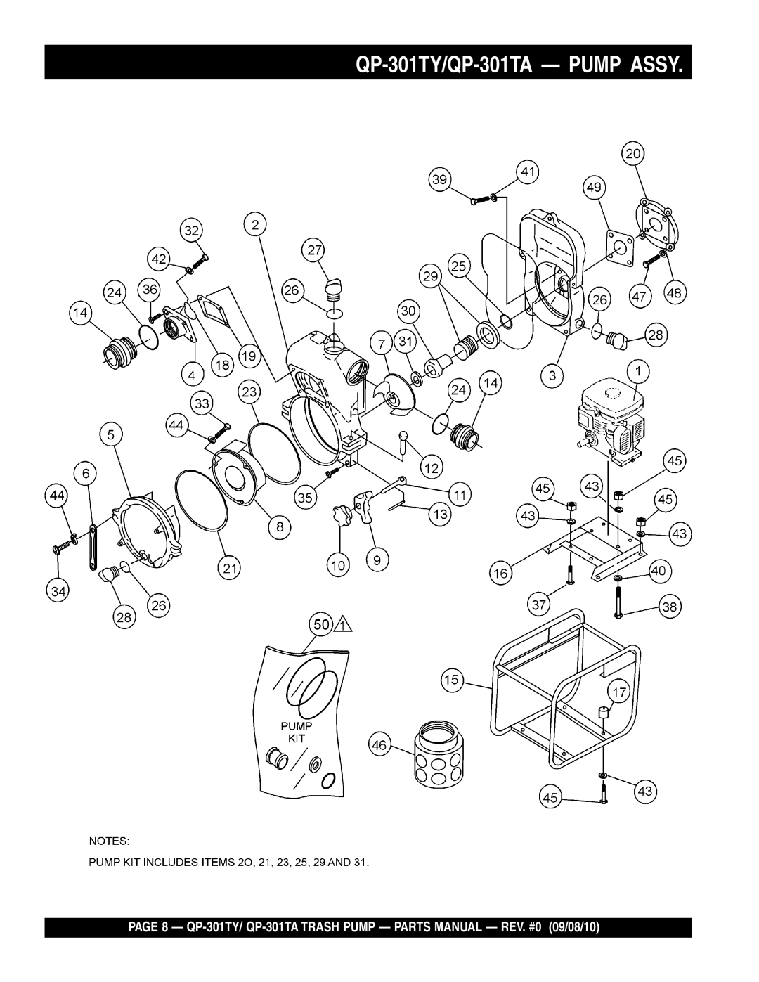 Multiquip Qp-301ty, qp-301ta manual QP-301TY/QP-301TA Pump Assy 