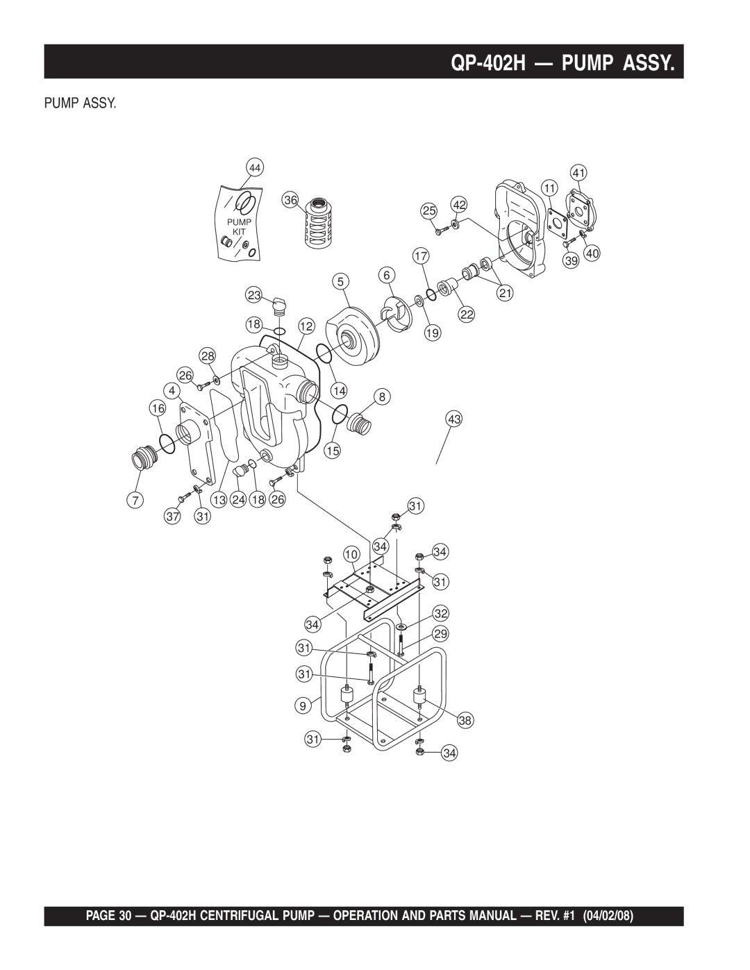 Multiquip qp-402h manual QP-402H Pump Assy 