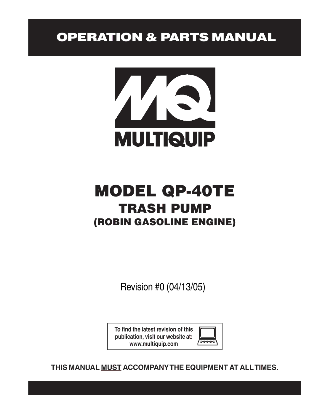 Multiquip manual Model QP-40TE 