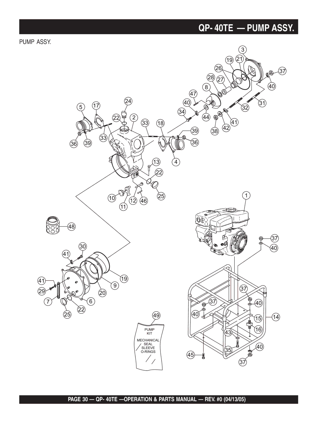 Multiquip QP-40TE manual QP- 40TE Pump Assy 