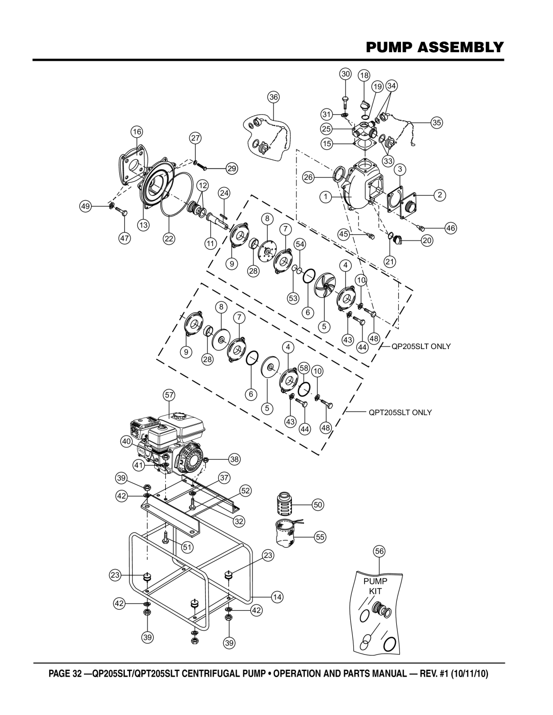 Multiquip QP205SLT, QPT205SLT manual Pump Assembly 