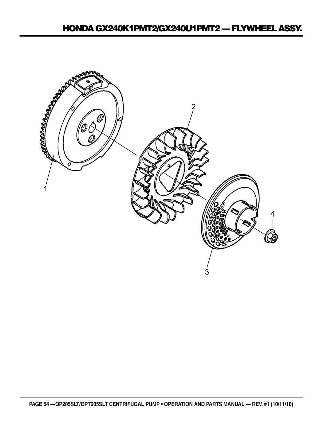 Multiquip QP205SLT, QPT205SLT manual Honda GX240K1PMT2/GX240U1PMT2 flywheel assy 