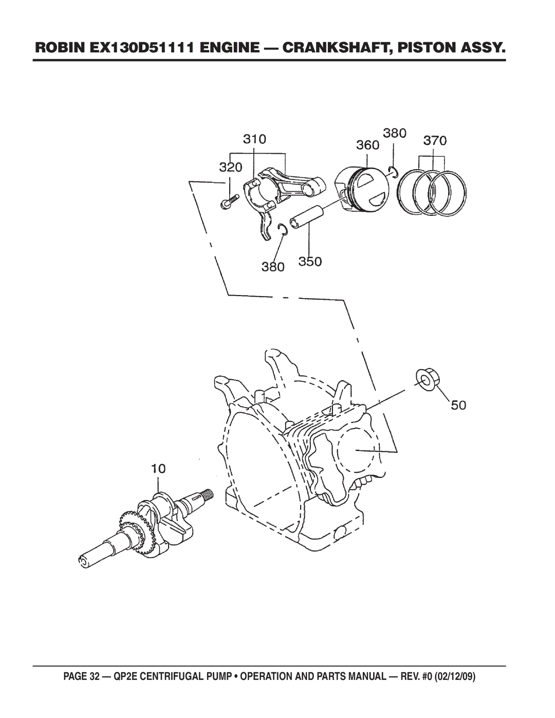 Multiquip QP2E manual Robin EX130D51111 Engine CRANKSHAFT, Piston Assy 