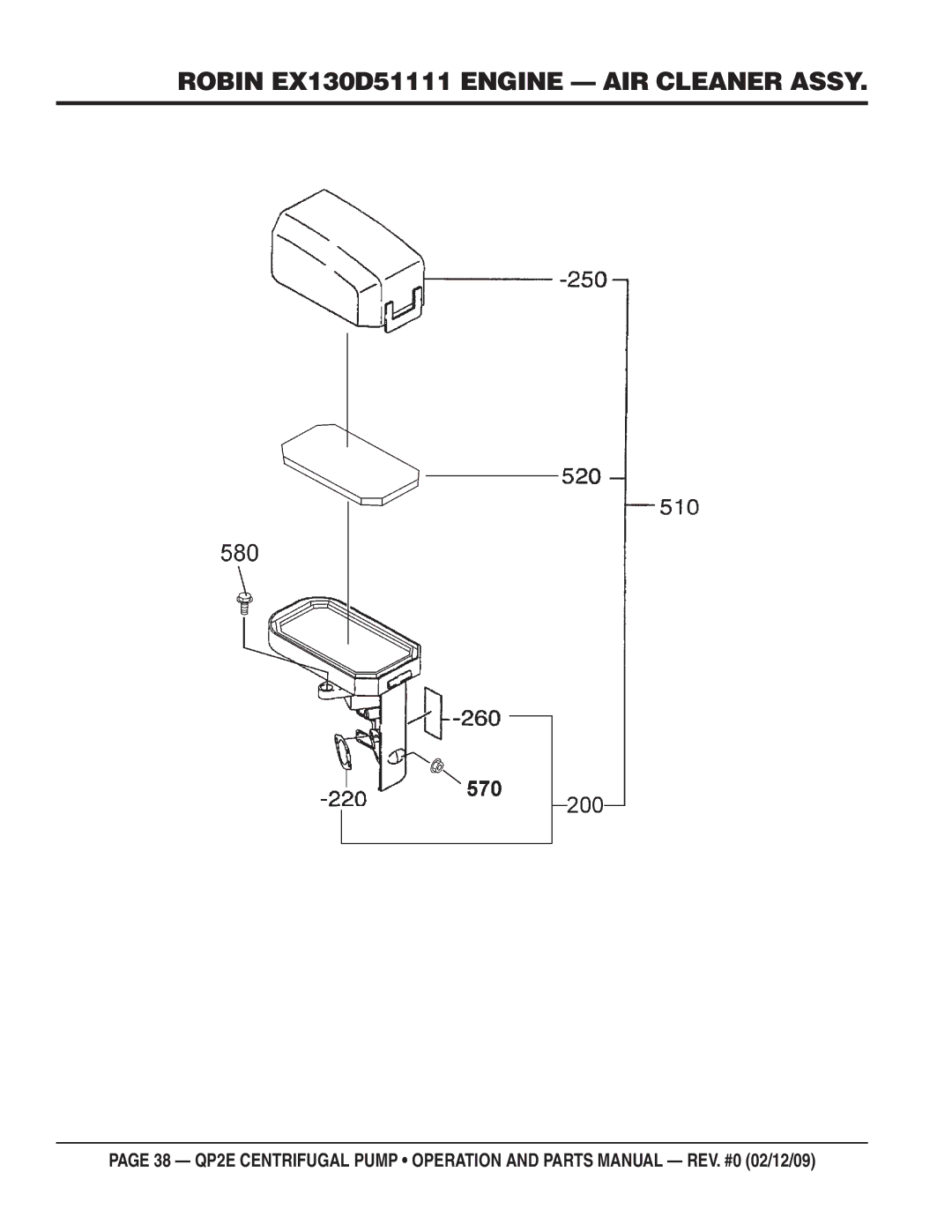 Multiquip QP2E manual Robin EX130D51111 Engine AIR Cleaner Assy 