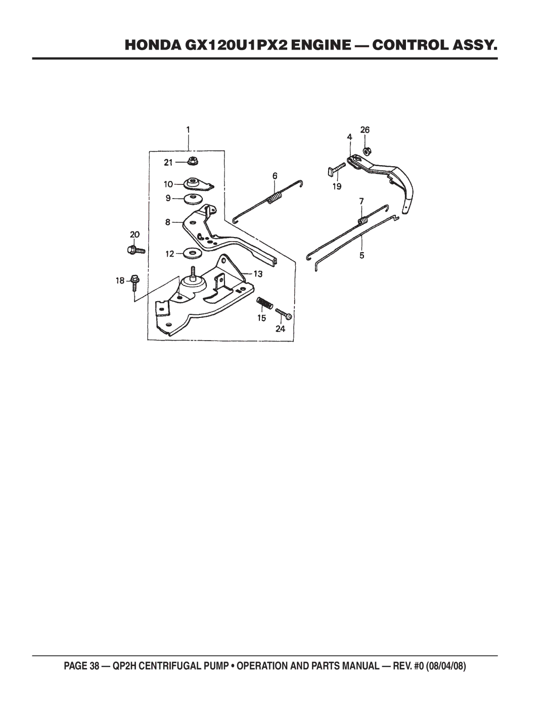 Multiquip QP2H manual Honda GX120U1PX2 Engine Control Assy 