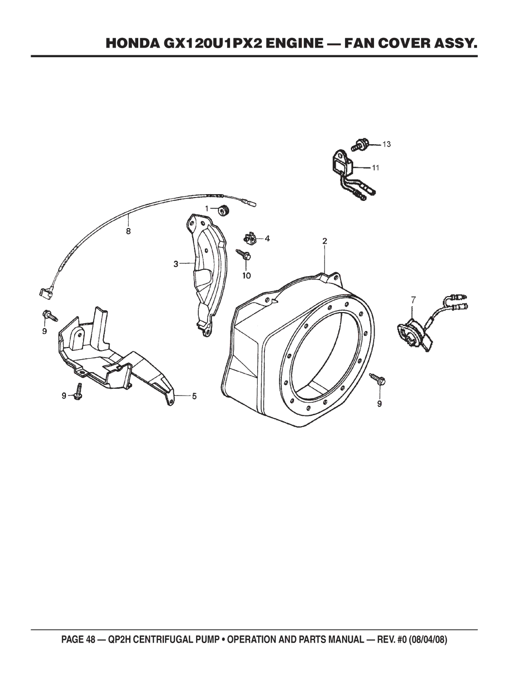 Multiquip QP2H manual Honda GX120U1PX2 Engine FAN Cover Assy 