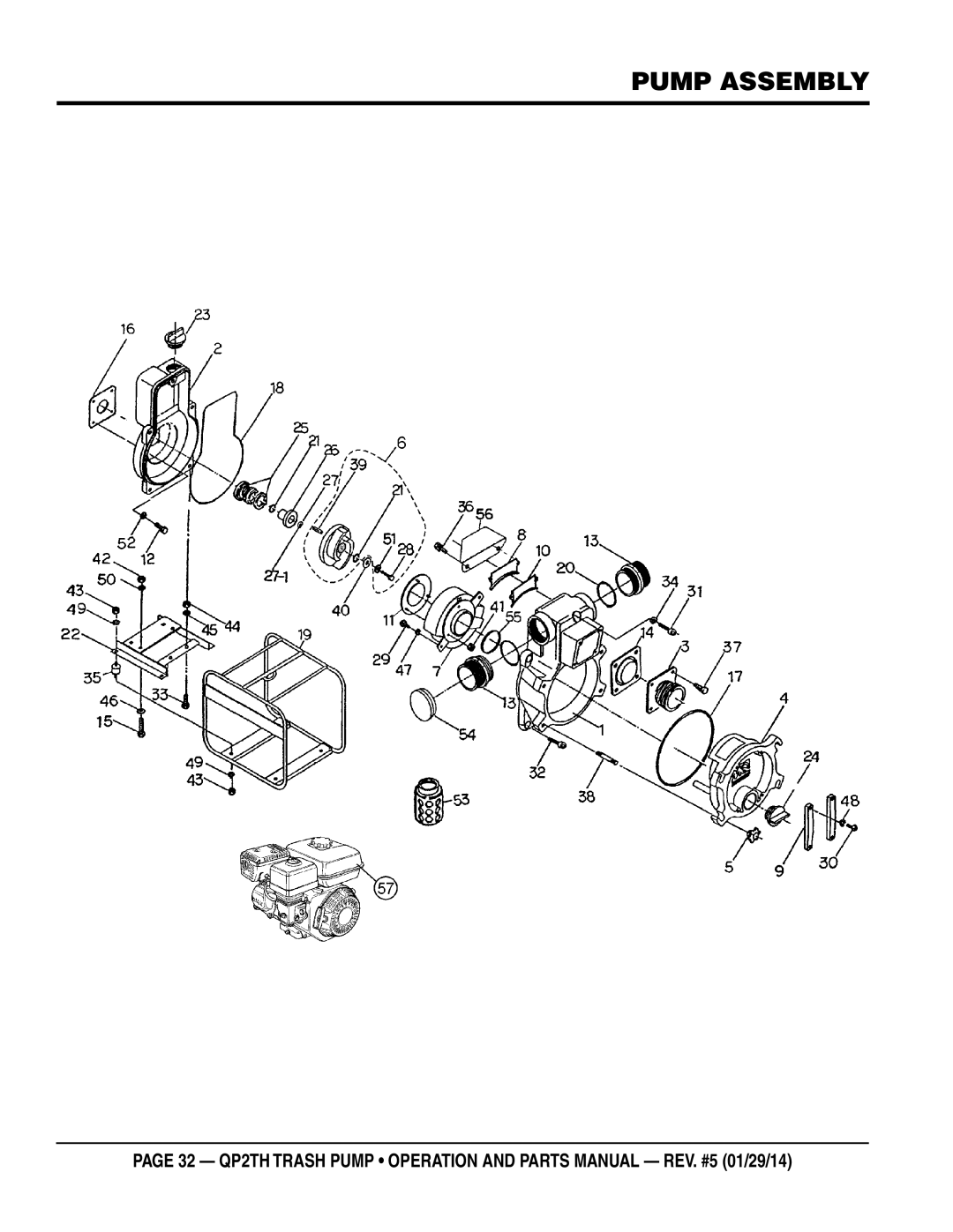 Multiquip QP2TH manual Pump Assembly 