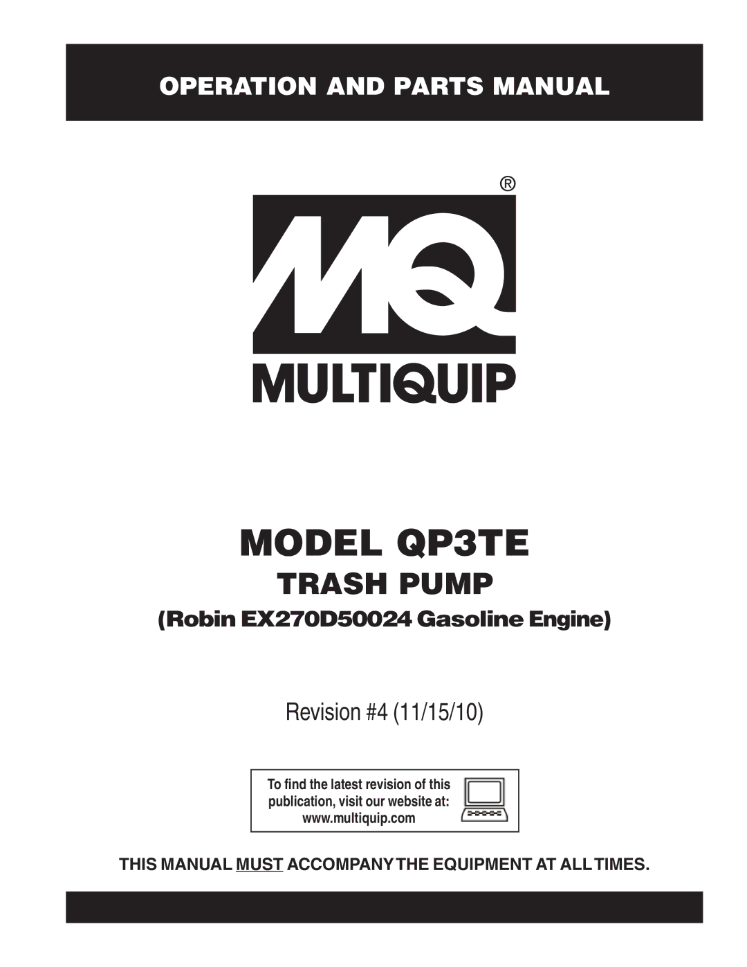 Multiquip manual Model QP3TE 