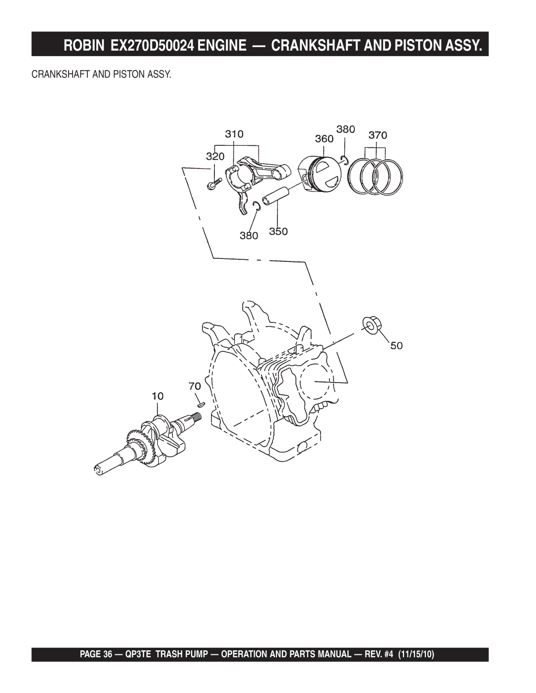 Multiquip QP3TE manual Robin EX270D50024 Engine Crankshaft and Piston Assy 