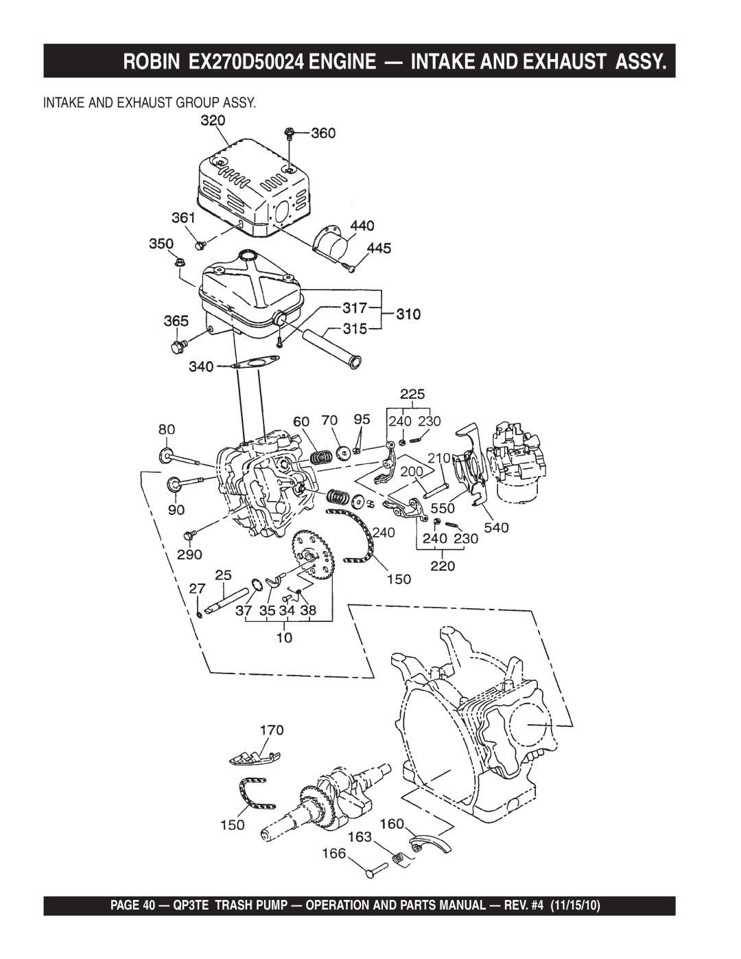 Multiquip QP3TE manual Robin EX270D50024 Engine Intake and Exhaust Assy 