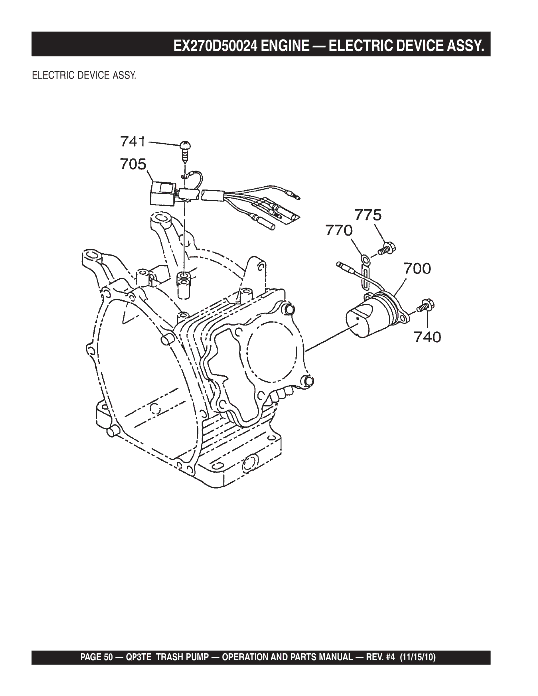 Multiquip QP3TE manual EX270D50024 Engine Electric Device Assy 