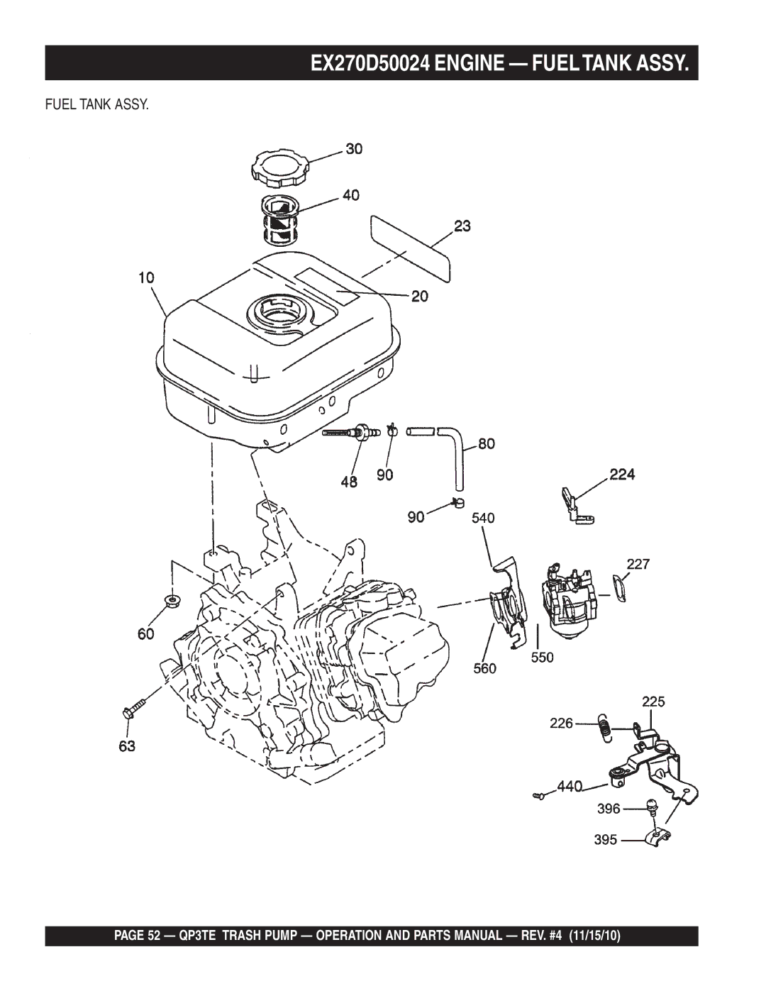 Multiquip QP3TE manual EX270D50024 Engine Fueltank Assy 