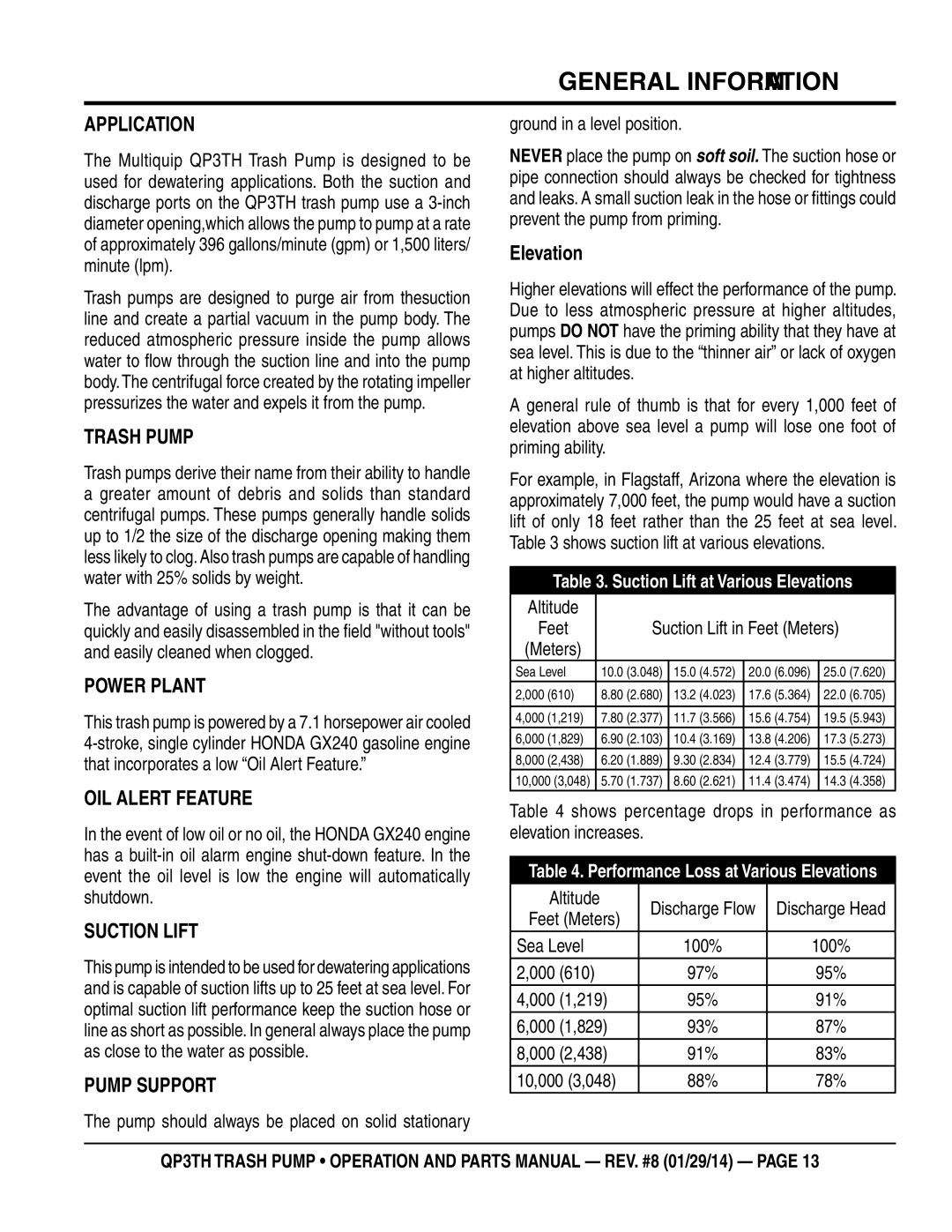 Multiquip QP3TH manual General Information 