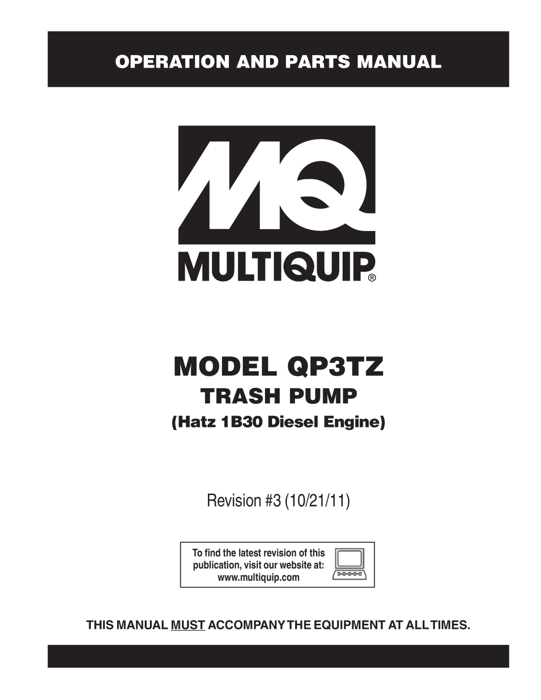 Multiquip manual Model QP3TZ 