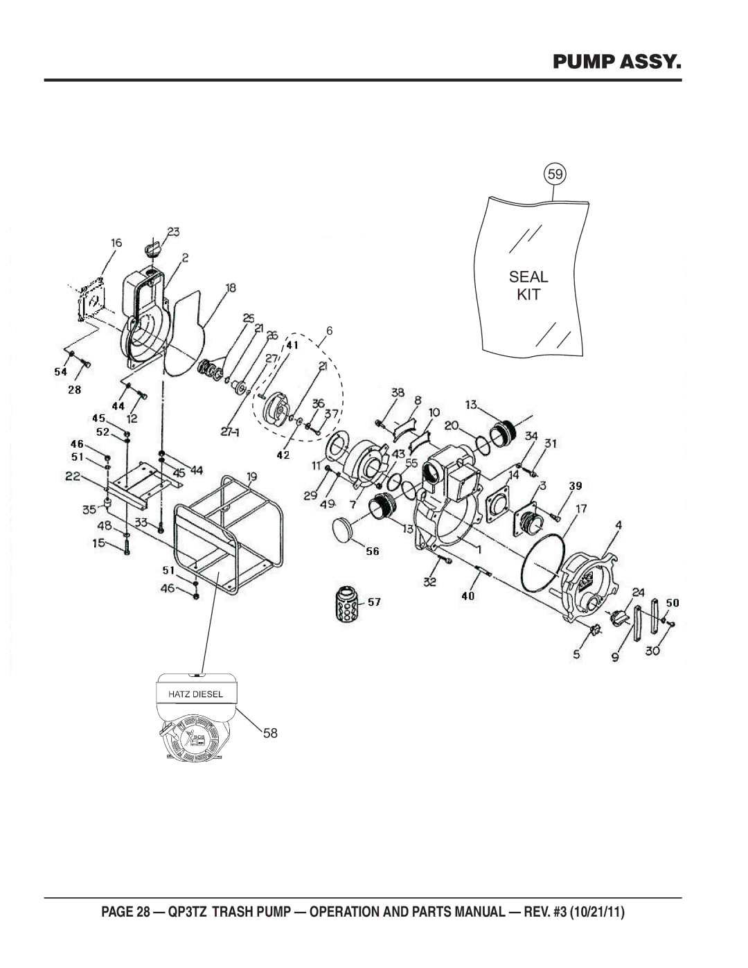 Multiquip QP3TZ manual Pump Assy 