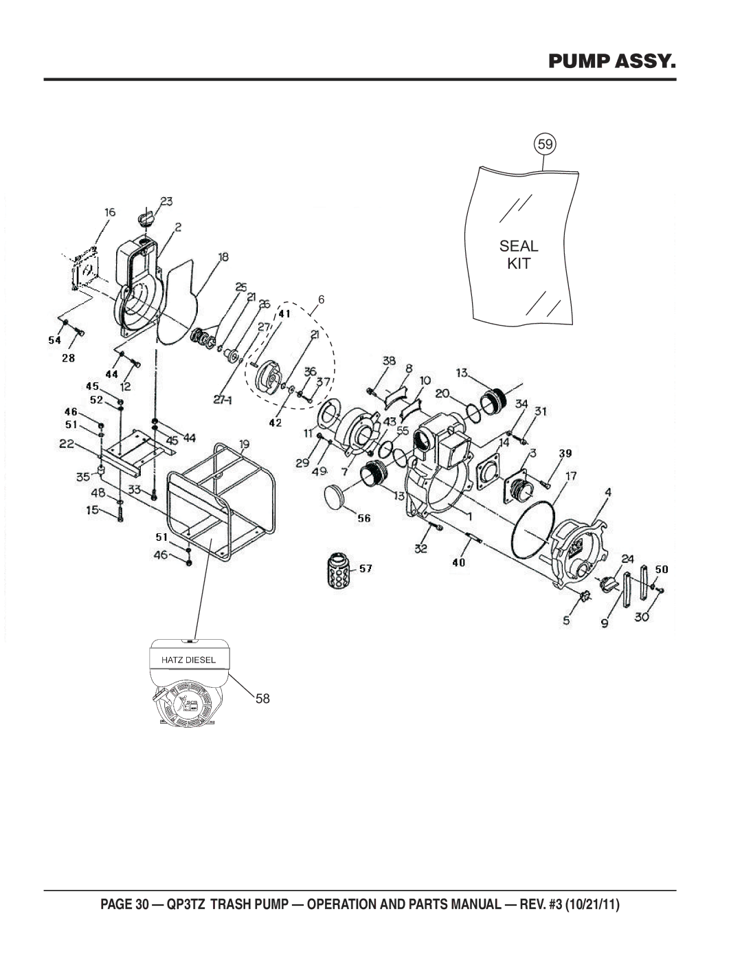 Multiquip QP3TZ manual Pump Assy 