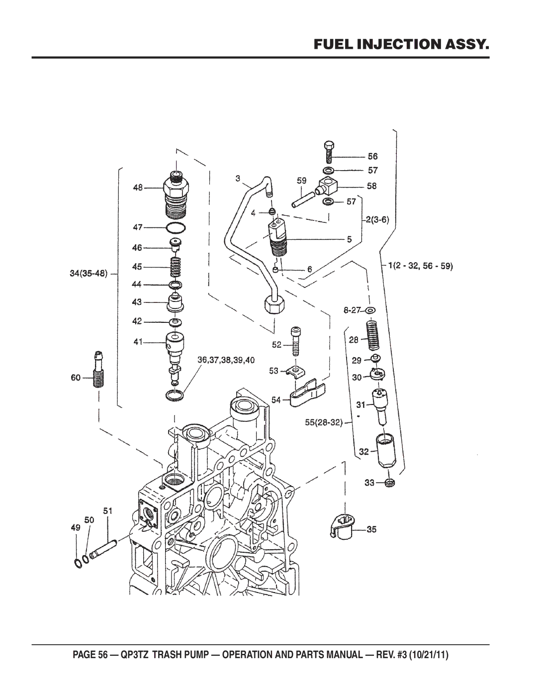 Multiquip QP3TZ manual Fuel Injection Assy 