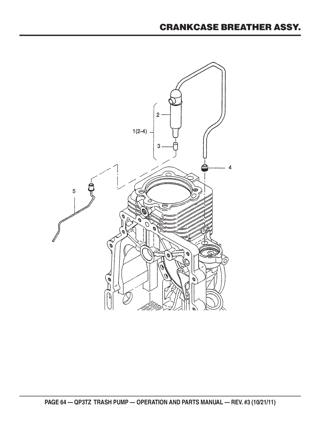 Multiquip QP3TZ manual Crankcase Breather Assy 