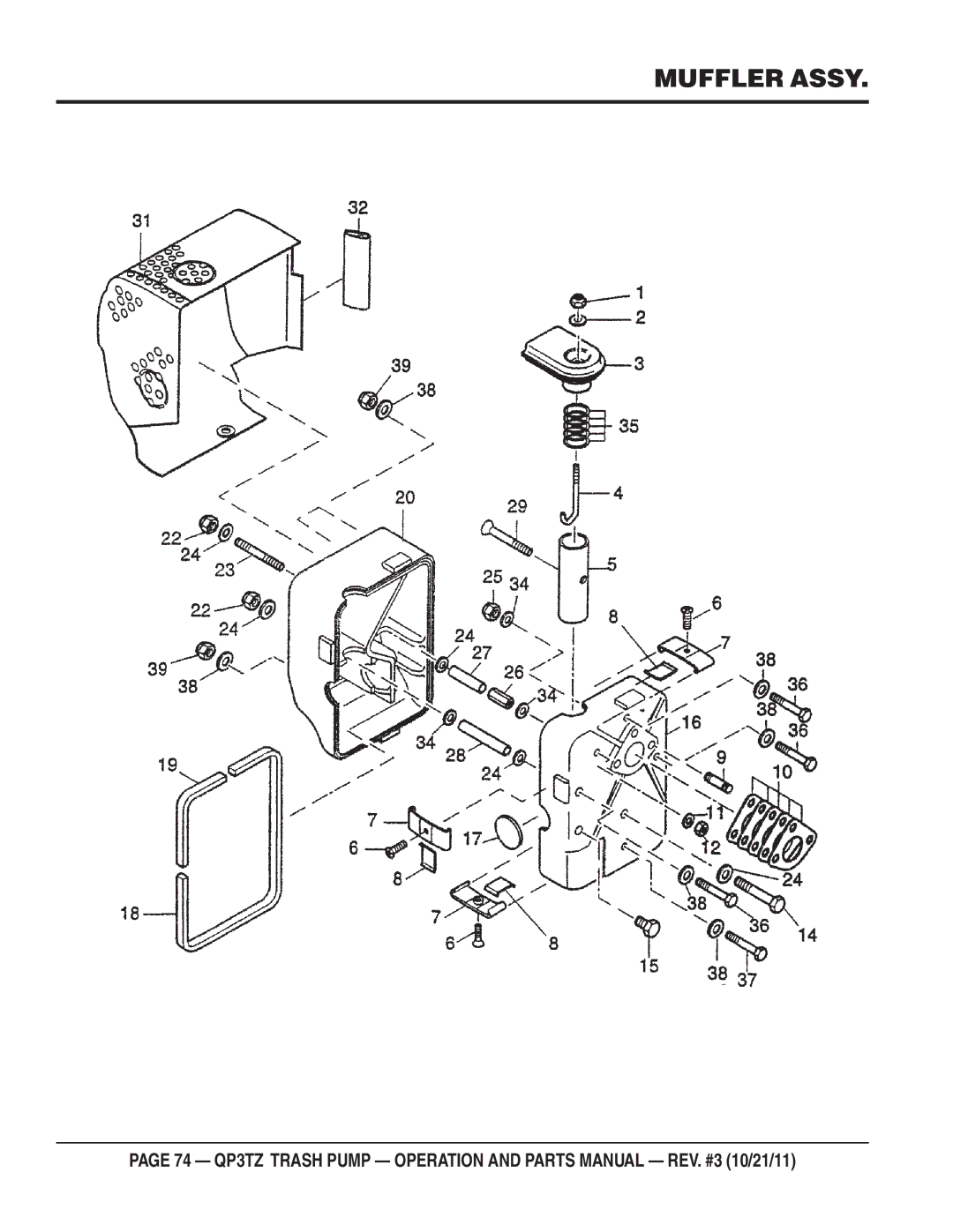 Multiquip QP3TZ manual Muffler Assy 