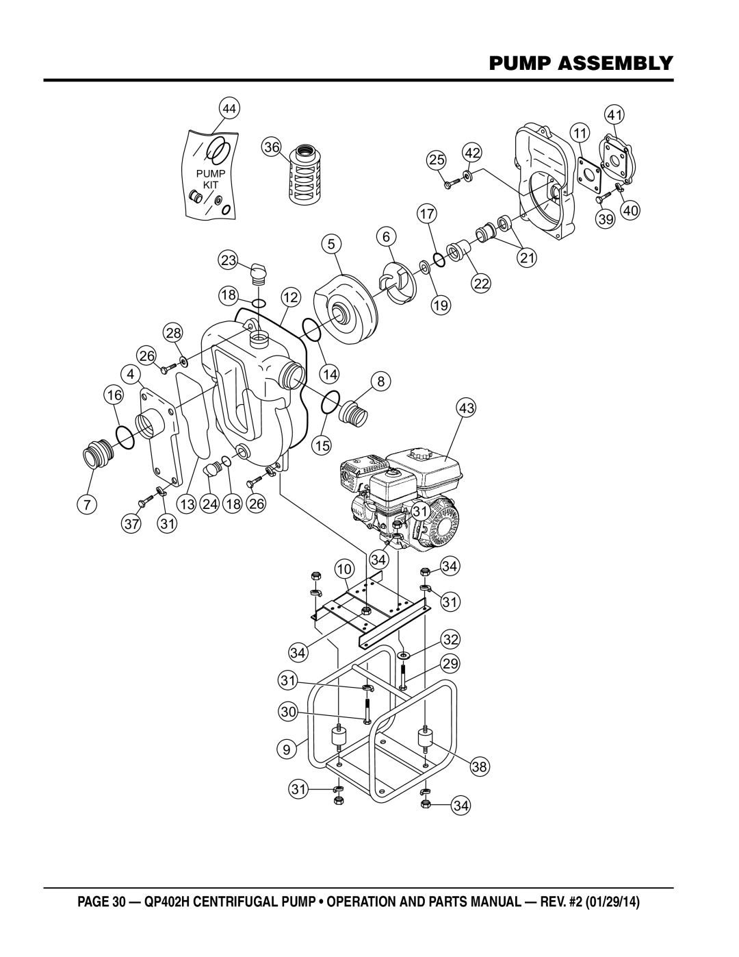 Multiquip qp402h manual Pump Assembly 