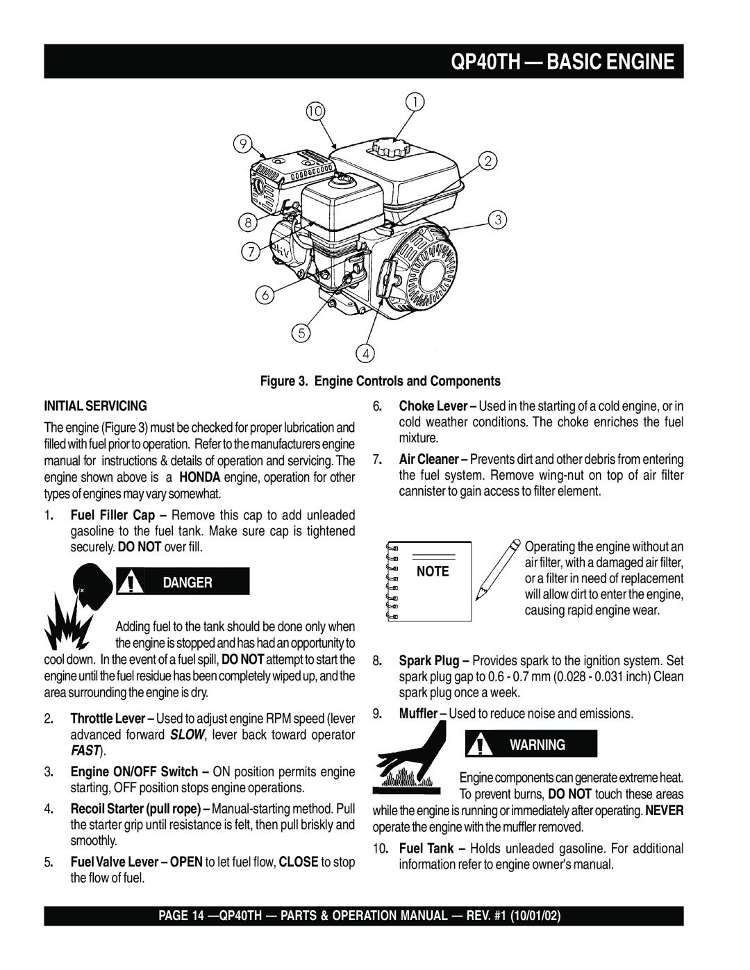 Multiquip operation manual QP40TH Basic Engine 