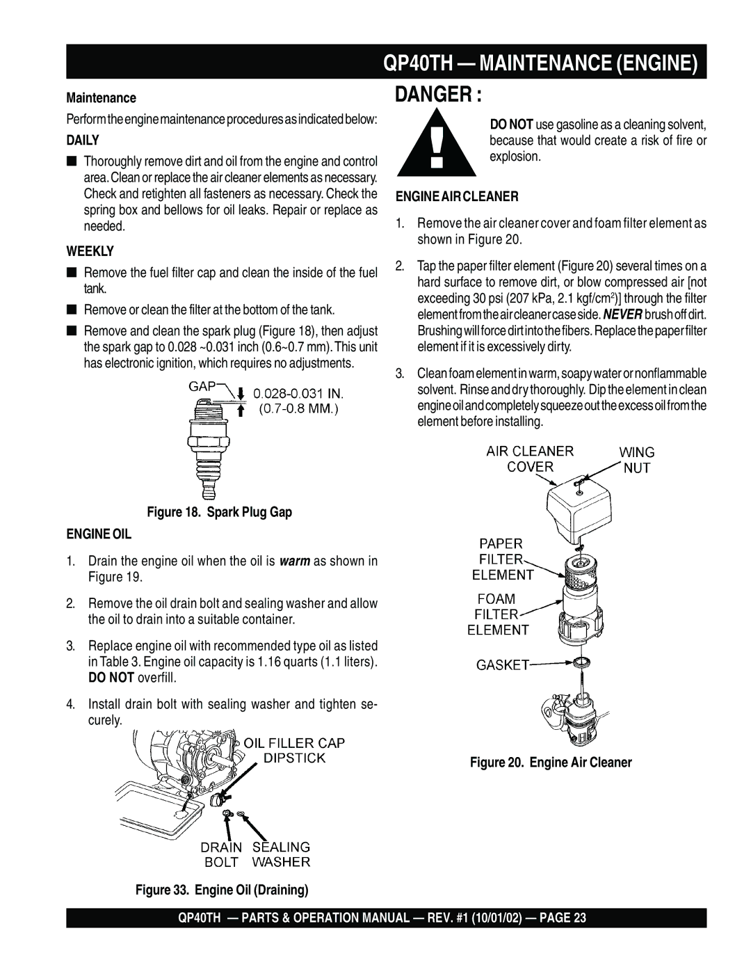 Multiquip operation manual QP40TH Maintenance Engine 