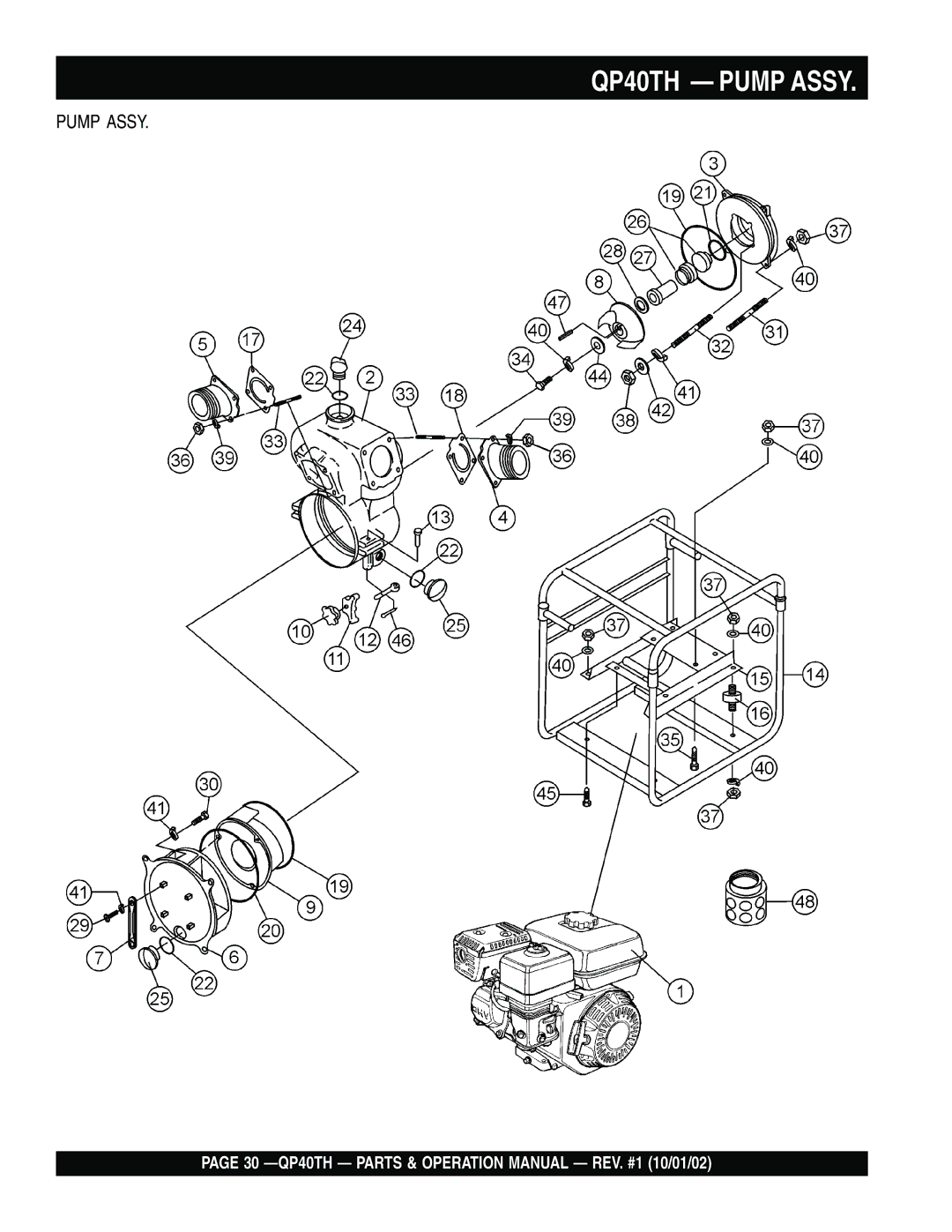 Multiquip operation manual QP40TH Pump Assy 