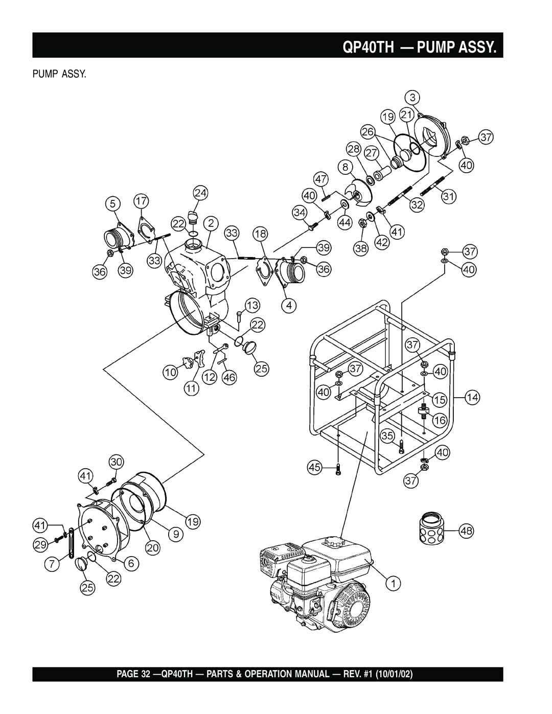 Multiquip operation manual QP40TH Pump Assy 