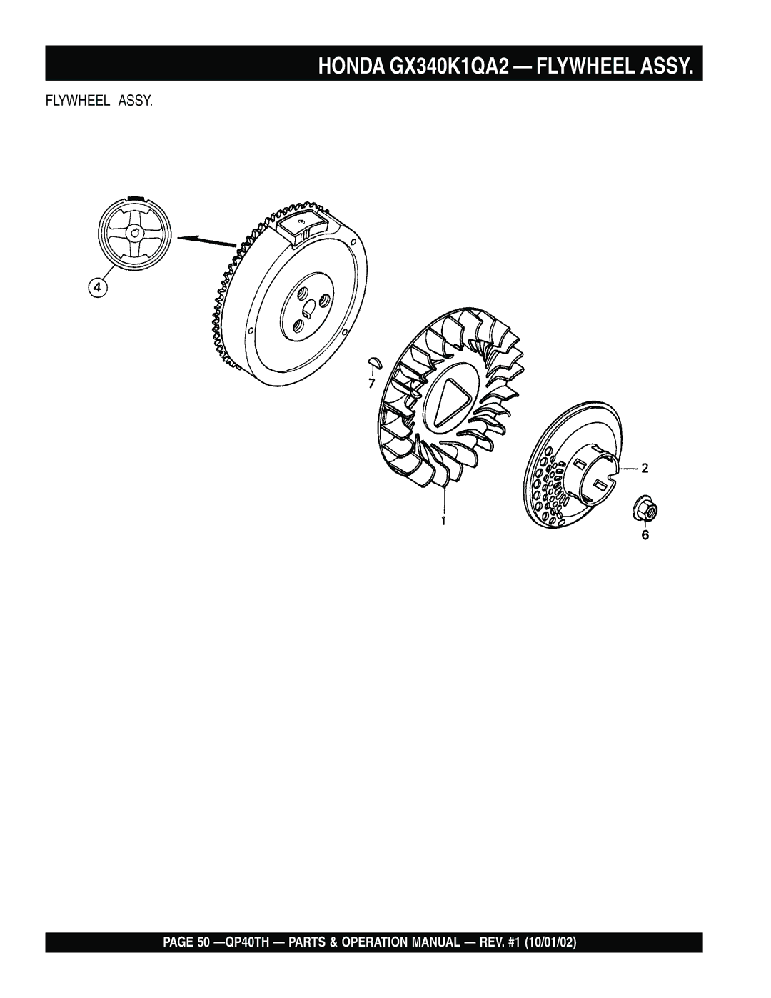 Multiquip QP40TH operation manual Honda GX340K1QA2 Flywheel Assy 