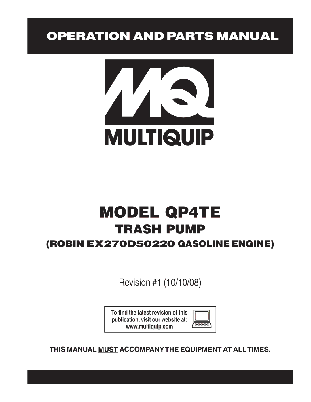 Multiquip manual Model QP4TE 