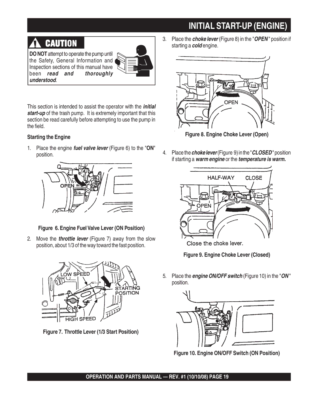 Multiquip QP4TE manual Initial START-UP Engine 