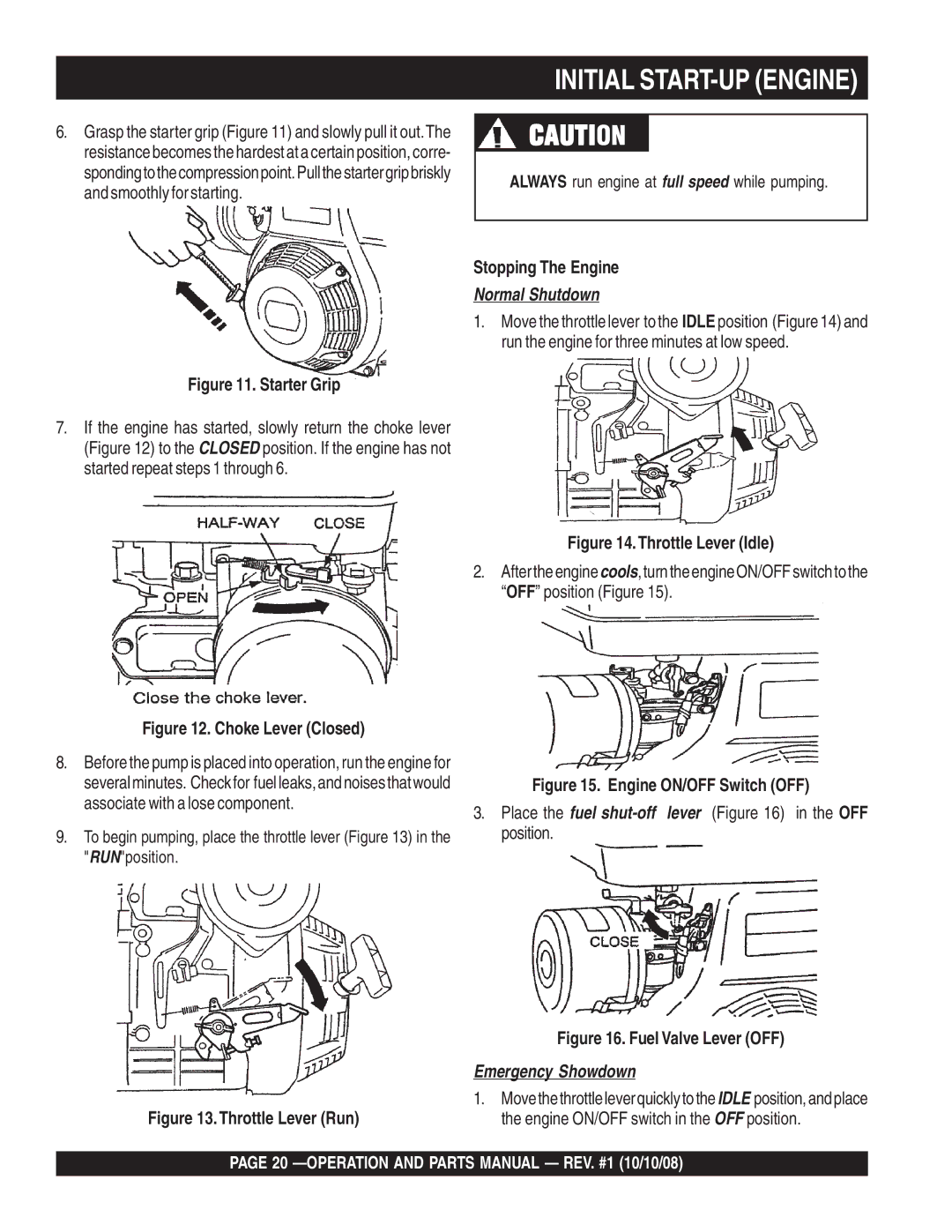 Multiquip QP4TE manual Initial START-UP Engine, Normal Shutdown 